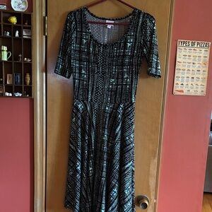 LulaRoe Black and Teal Plaid Dress